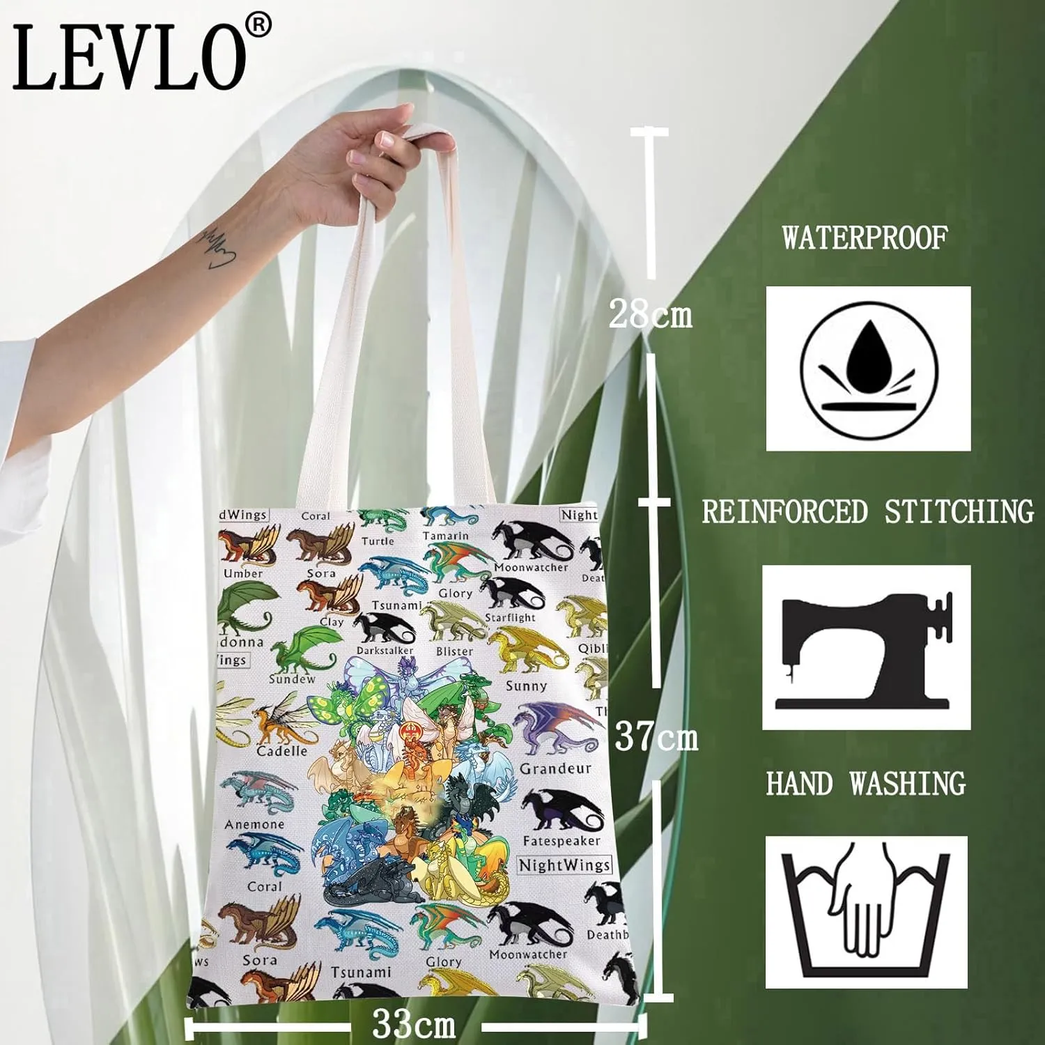 LEVLO Wings Dragon Tote Bag Dragon Novel Gift Wings Tribes Shoulder Bag Wing Dragons Bookish Merchandise