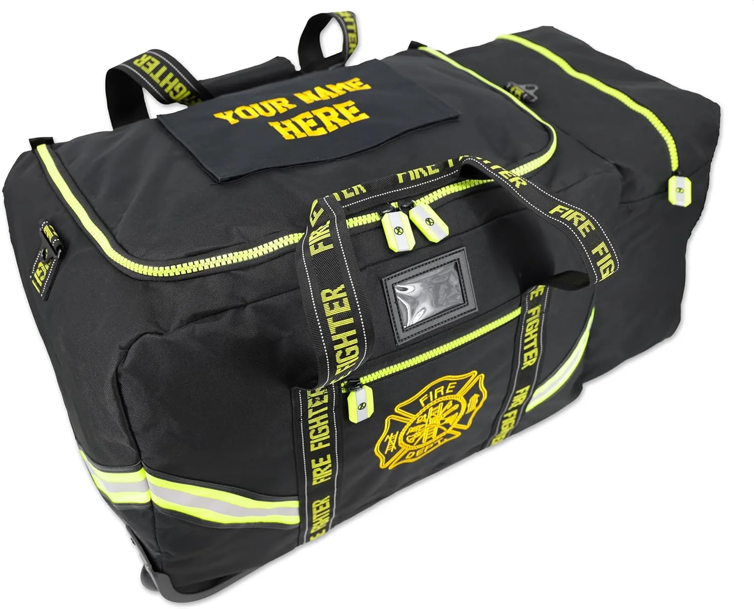 Lightning X Fireman's Value Edition XL Firefighter Step-in Turnout Gear Bag w/Wheels, Helmet Pocket and Custom Embroidered Name - BLACK