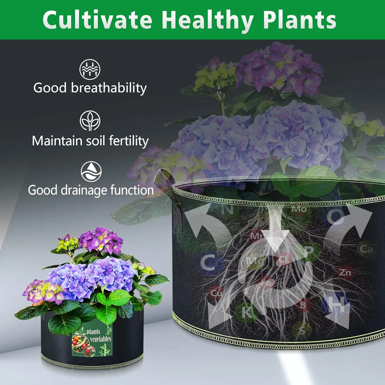 LINERY 4-Pack 150 Gallon Planting Grow Bag Black Heavy Duty Thickened Grow Bags Upgrade Hemming Process Grow Bag with Handles Non-Woven Fabric Plant Pots【4-150G】