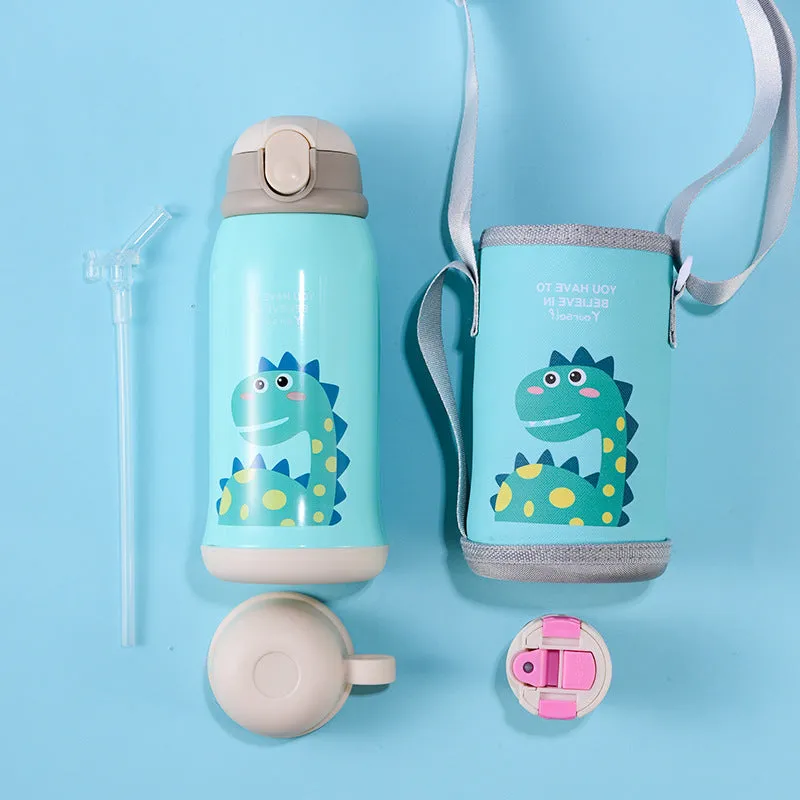 Little Cute Rabbit Thermal Insulation Children Pot With Straw Cup