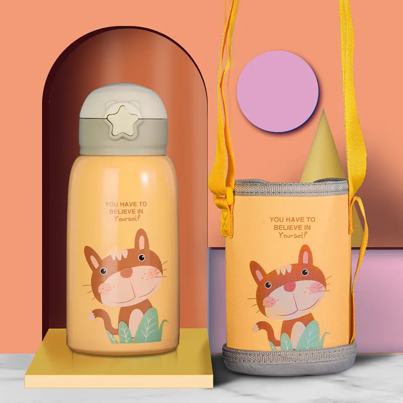 Little Cute Rabbit Thermal Insulation Children Pot With Straw Cup