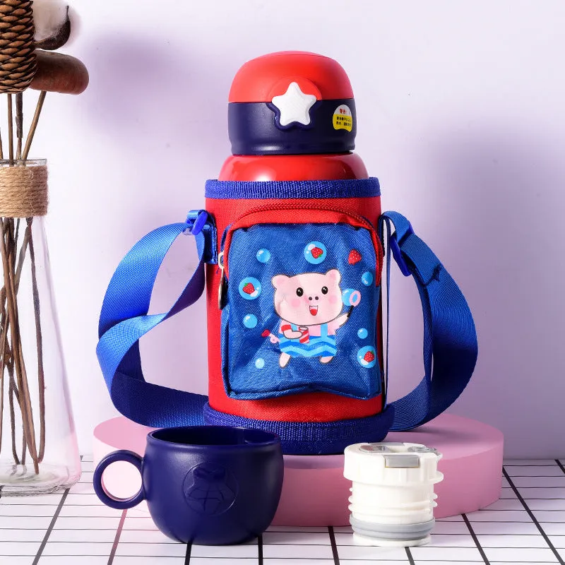Little Cute Rabbit Thermal Insulation Children Pot With Straw Cup