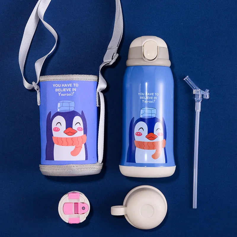 Little Cute Rabbit Thermal Insulation Children Pot With Straw Cup