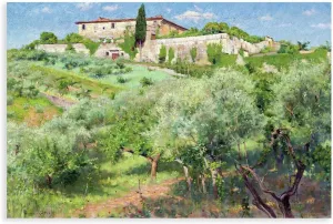 Louis Ritter,Villa Castellani, Bellosquardo, Near Florence, 1888,Vintage Art,canvas Wall Art Vintage Wall Decoration Famous Oil Paintings for Living Room Classic Artwork Pictures Home Decor 16x24inch(