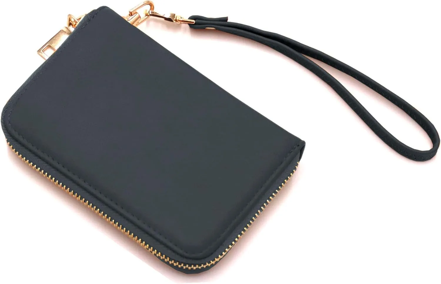 LOVESOME Womens Small Zip Around, Double Zip Around - Double Compartment Wristlet Wallet with Wrist Strap