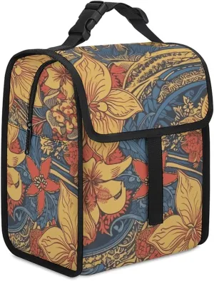 Lunch Bag Portable Lunch Tote, Carved Lines Printed Insulated Lunch Bag for Men Women Food Container Reusable Lunch Box for Work Office Travel Camping Picnic