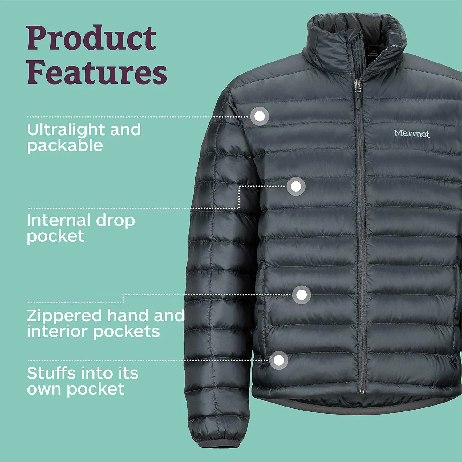 MARMOT Men's Zeus Jacket - 700-Fill Insulated, Water-Resistant, Lightweight Puffer