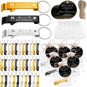 Maxcheck 100 Sets Retirement Favors for Guests Keychains Bottle Opener with Thank You Cards and Organza Bags Souvenirs Gifts