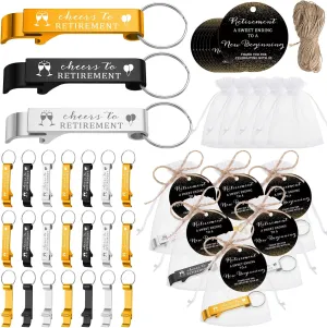 Maxcheck 54 Sets Retirement Favors for Guests Keychains Bottle Opener with Thank You Cards and Organza Bags Souvenirs Gifts