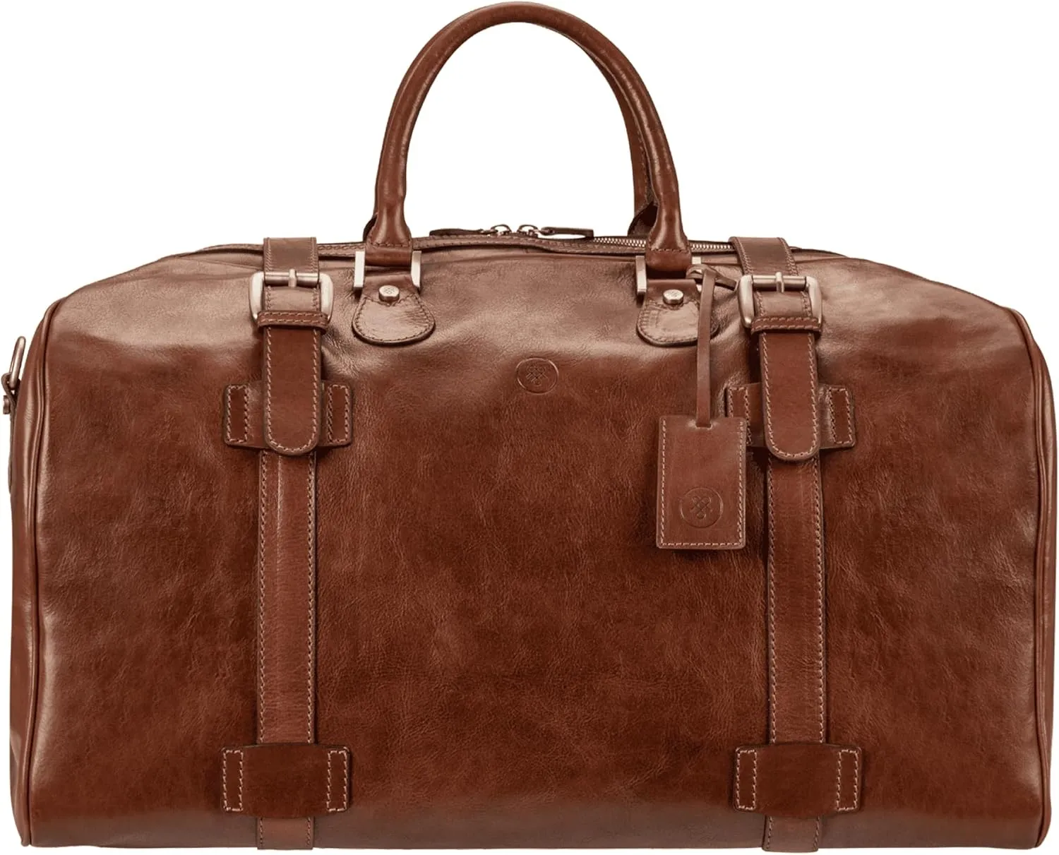Maxwell Scott - Mens Italian Large Leather Duffle Bag for Luxury Travel - Handmade in Italy - The FleroL Chestnut Tan