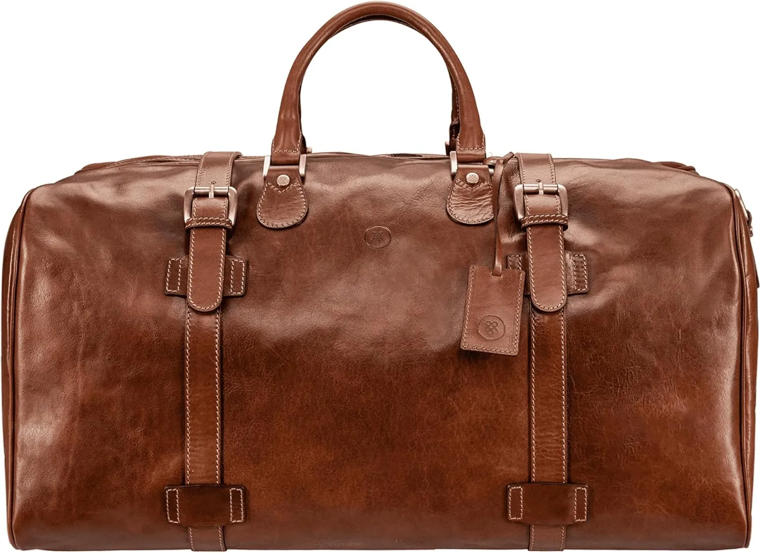 Maxwell Scott - Mens Leather Extra Large Travel Duffle Bag for Luxury Travel - Handmade in Italy - The FleroEL Chestnut Tan