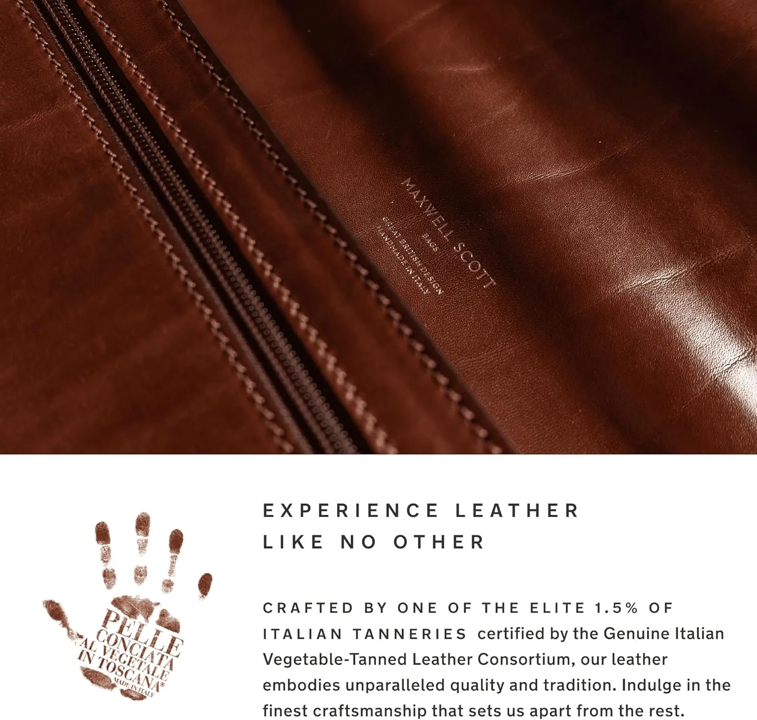 Maxwell Scott - Mens Luxury Leather Large Wash Bag Dopp Kit with Zip Opening - Handmade in Italy -The Duno Large Dark Brown