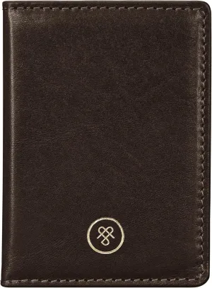 Maxwell Scott - Personalized Luxury Leather Travel Card Holder Case for Men Women with ID Section - The Solaro - Dark Brown
