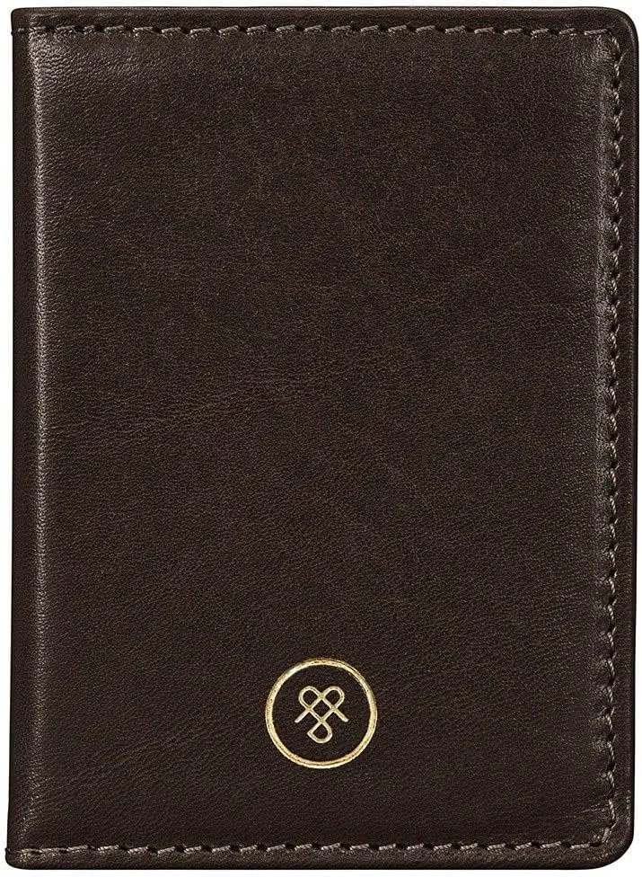 Maxwell Scott - Personalized Luxury Leather Travel Card Holder Case for Men Women with ID Section - The Solaro - Dark Brown