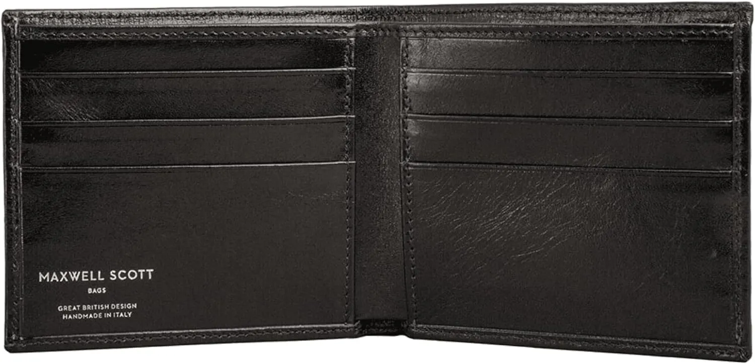 Maxwell Scott - Personalized Mens Classic Luxury Leather Bifold Card Wallet Billfold - The Vittore - Black