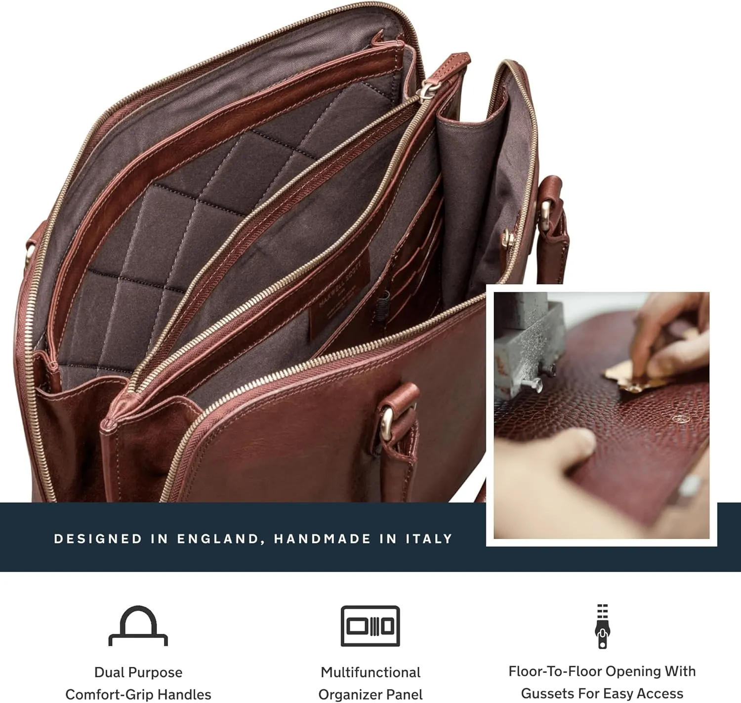 Maxwell Scott - Womens Luxury Leather Shoulder Business Briefcase Bag Purse - Handmade from Full Grain Hides - The Fiorella
