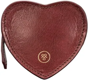 Maxwell Scott - Womens Luxury Leather Small Heart-Shaped Coin Wallet Purse - Handmade in Italy - The Mirabella Burgundy Red