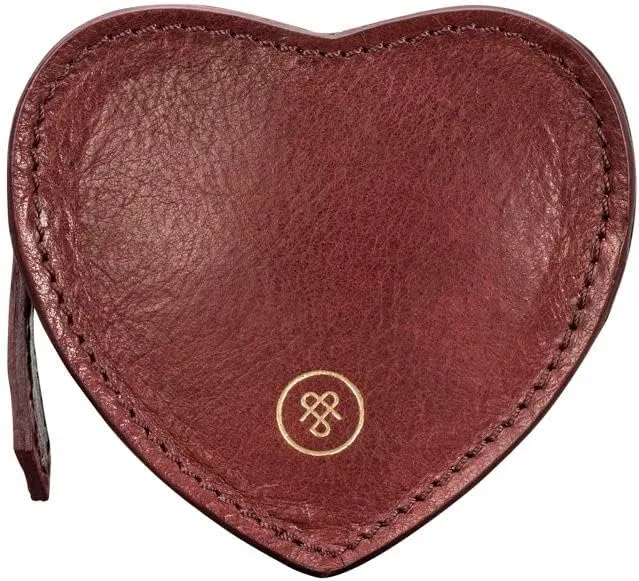 Maxwell Scott - Womens Luxury Leather Small Heart-Shaped Coin Wallet Purse - Handmade in Italy - The Mirabella Burgundy Red