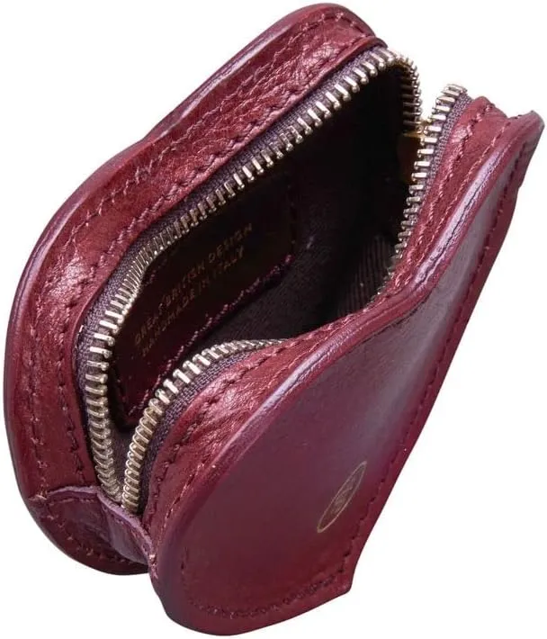 Maxwell Scott - Womens Luxury Leather Small Heart-Shaped Coin Wallet Purse - Handmade in Italy - The Mirabella Burgundy Red