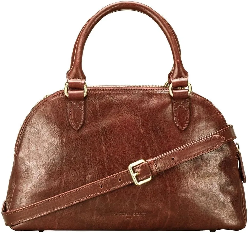 Maxwell Scott - Womens Luxury Leather Triple Zip Bowling Bag Purse with Shoulder Strap - Made in Italy - The LilianaS