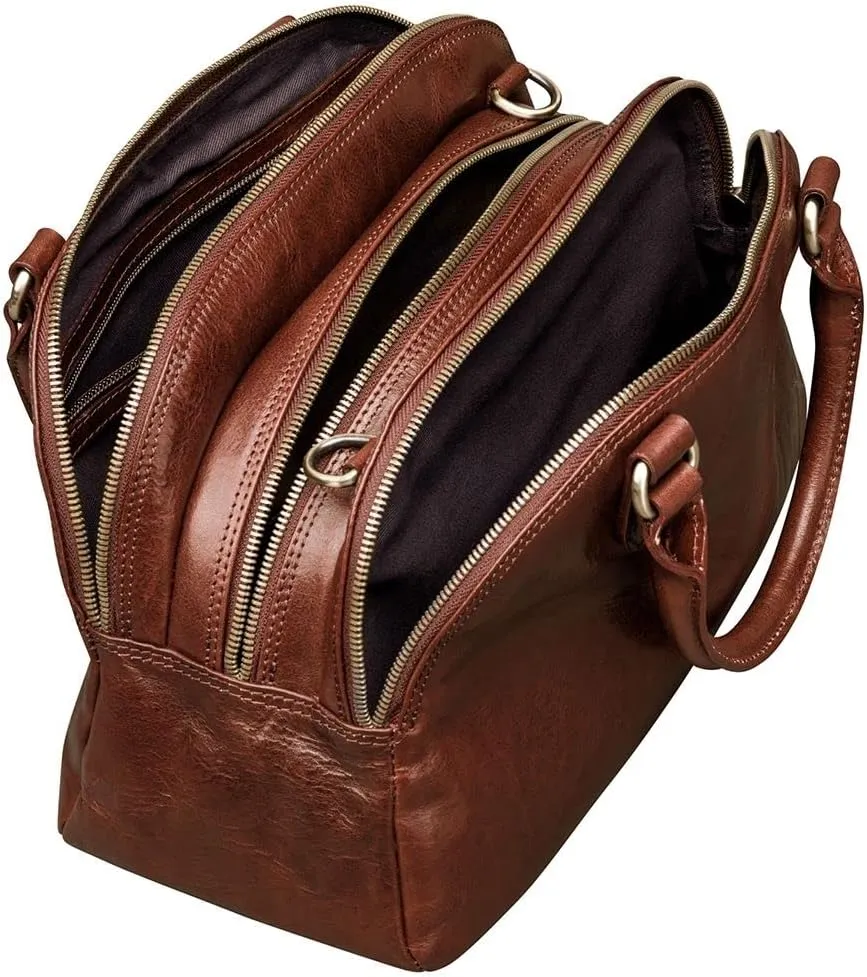 Maxwell Scott - Womens Luxury Leather Triple Zip Bowling Bag Purse with Shoulder Strap - Made in Italy - The LilianaS