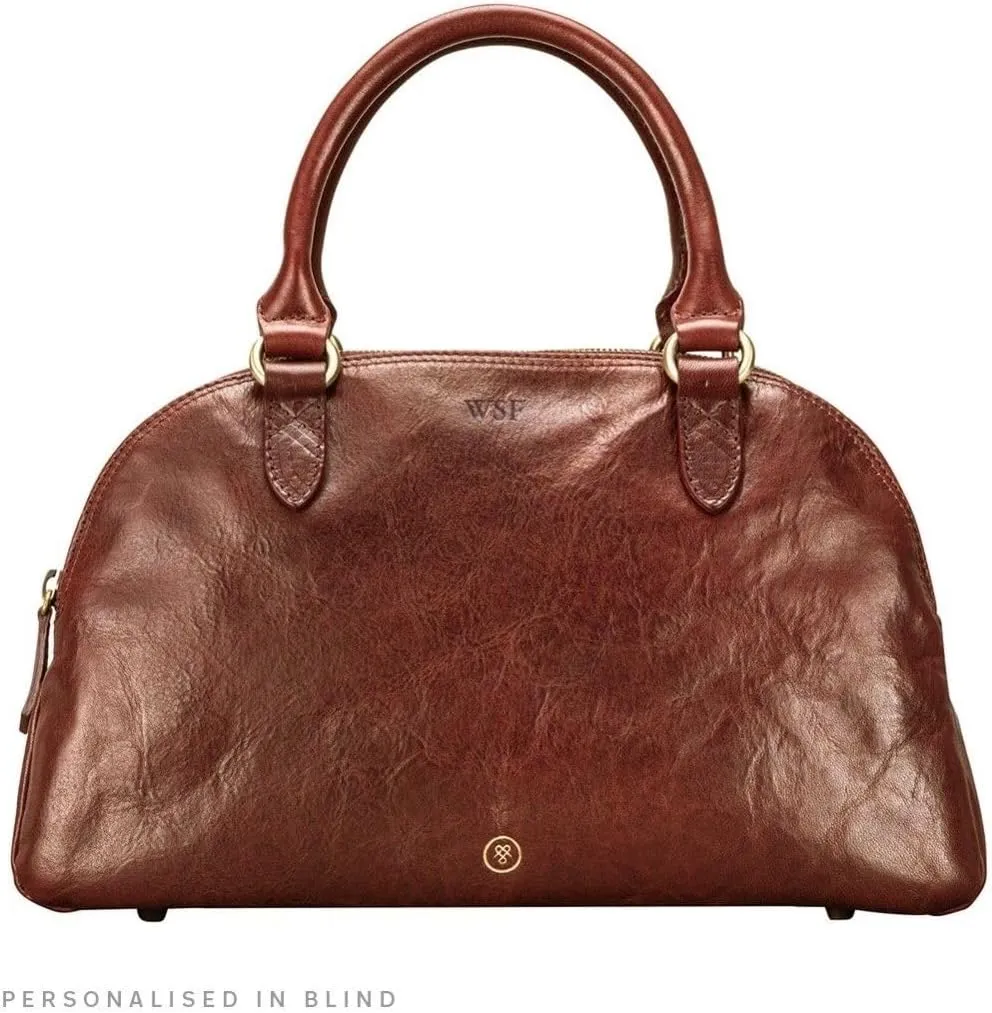 Maxwell Scott - Womens Luxury Leather Triple Zip Bowling Bag Purse with Shoulder Strap - Made in Italy - The LilianaS