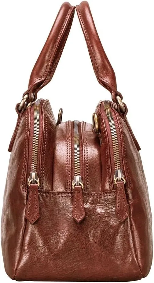 Maxwell Scott - Womens Luxury Leather Triple Zip Bowling Bag Purse with Shoulder Strap - Made in Italy - The LilianaS