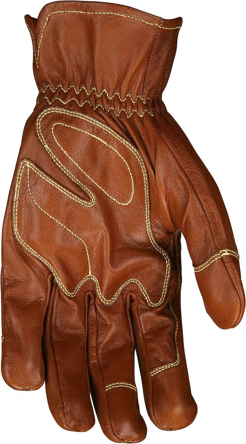 MCR Safety MU3624KL Mustang Utility Driver Glove, Premium Grain Goat Double Palm, DuPont™ Kevlar® 360 liner, Wing Thumb, Sewn with Kevlar®, Hand Protection, Utility, Construction, 1 pair, Size Large , Brown