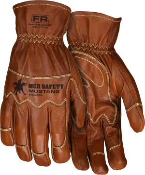 MCR Safety MU3624KL Mustang Utility Driver Glove, Premium Grain Goat Double Palm, DuPont™ Kevlar® 360 liner, Wing Thumb, Sewn with Kevlar®, Hand Protection, Utility, Construction, 1 pair, Size Large , Brown
