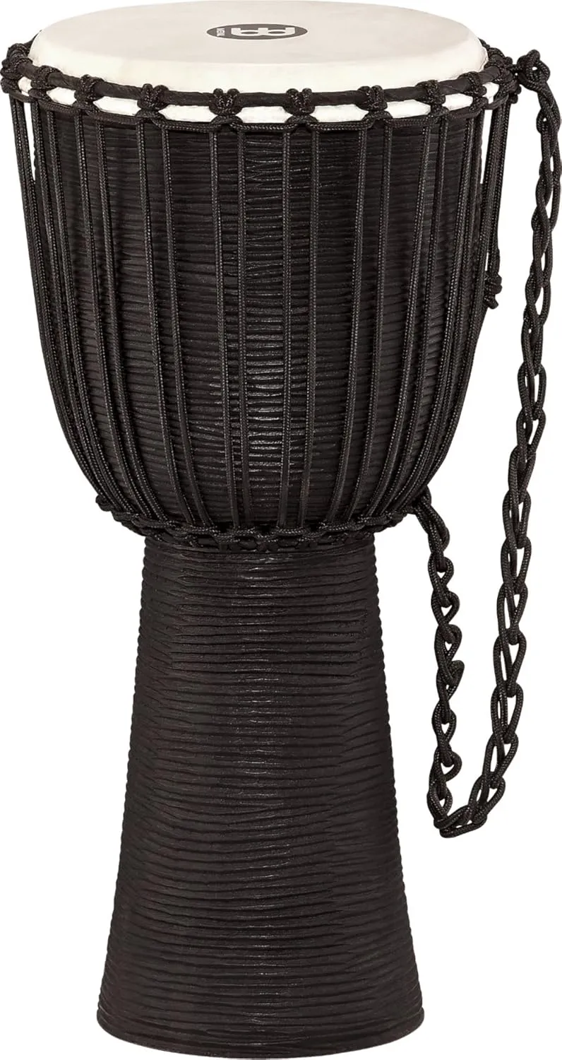 Meinl Percussion Djembe Hand Drum Circle Instrument, Carved Mahogany Headliner Series — NOT Made in China — African Mali Weave Ropes, 2-Year Warranty, Black River, Large (HDJ3-L)