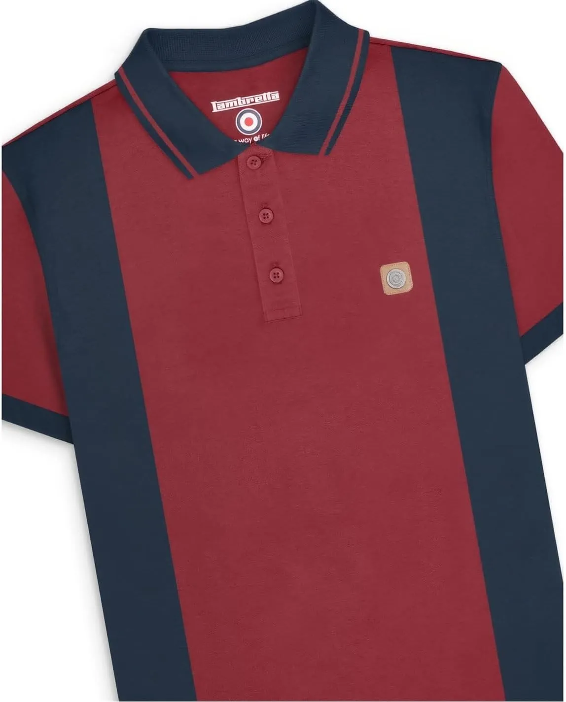 Mens Vintage Panel Casual Polo Shirt Top Tee
