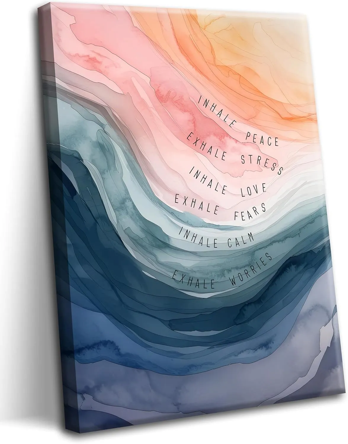 Mental Health Wall Art, Therapy Office Pictures Wall Decor, Inhale Exhale Meditation Art Paintings, Inspirational Canvas Prints, Therapist Artwork for Meditation Room Calming Corner, Framed 16x24 Inch