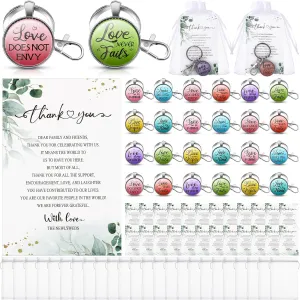 Meooeck 24 Sets Wedding Favors for Guest 1 Corinthians 13 Christian Keychains Love is Paint Keychain with Thank You Cards and Organza Bags for Wedding Engagement Bridal Party Souvenirs Gifts