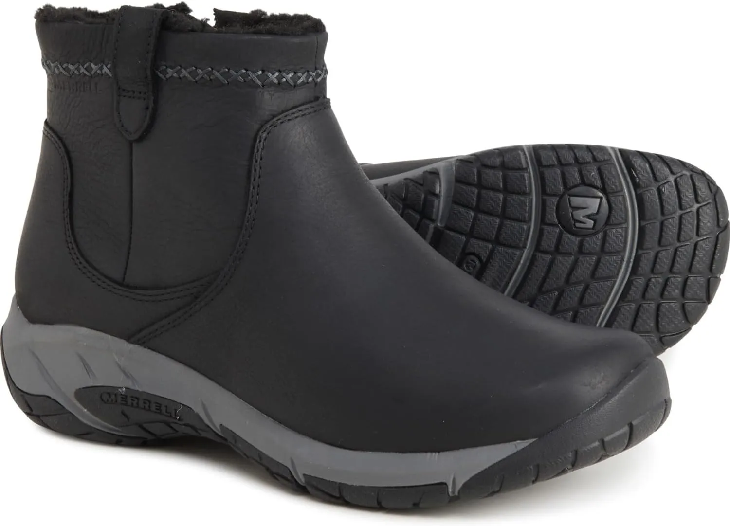 Merrell Women's Encore 4 Bluff Zip Polar Boots - Waterproof, Insulated, Wide Width, (Black) (8)