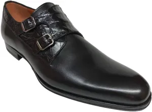 Mezlan Men's Grey Leather Double Monk Strap Dress Shoes 14434-F