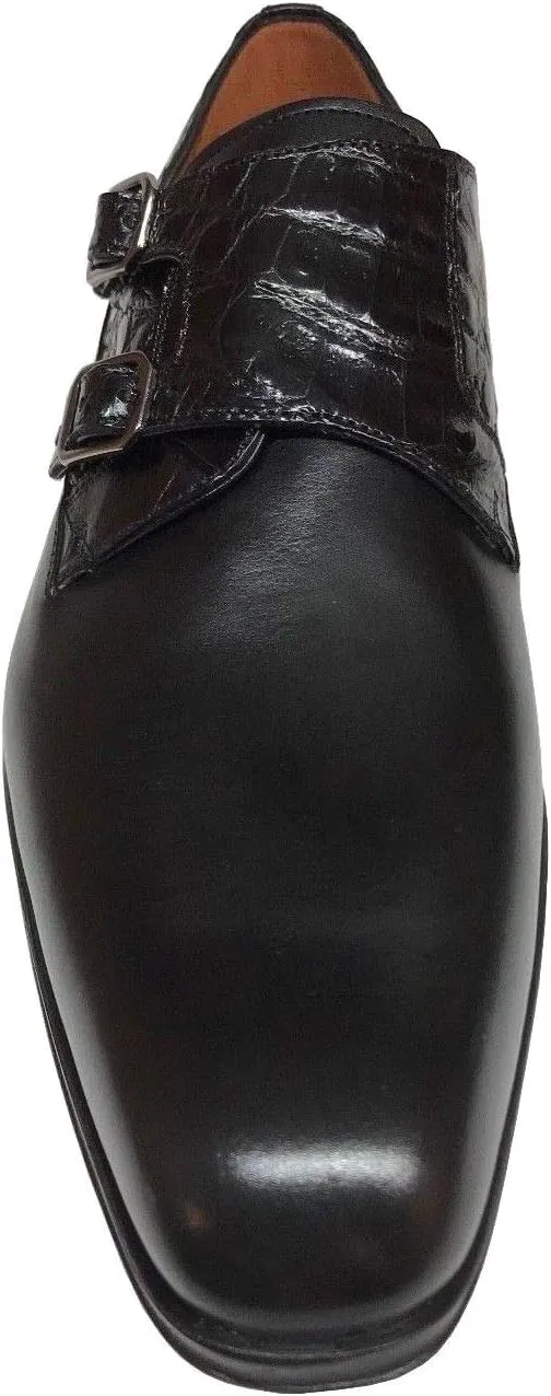 Mezlan Men's Grey Leather Double Monk Strap Dress Shoes 14434-F