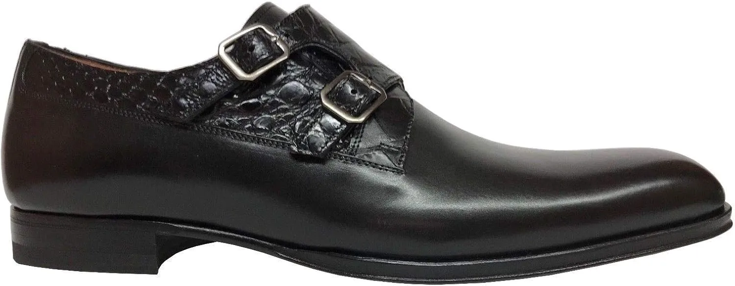Mezlan Men's Grey Leather Double Monk Strap Dress Shoes 14434-F