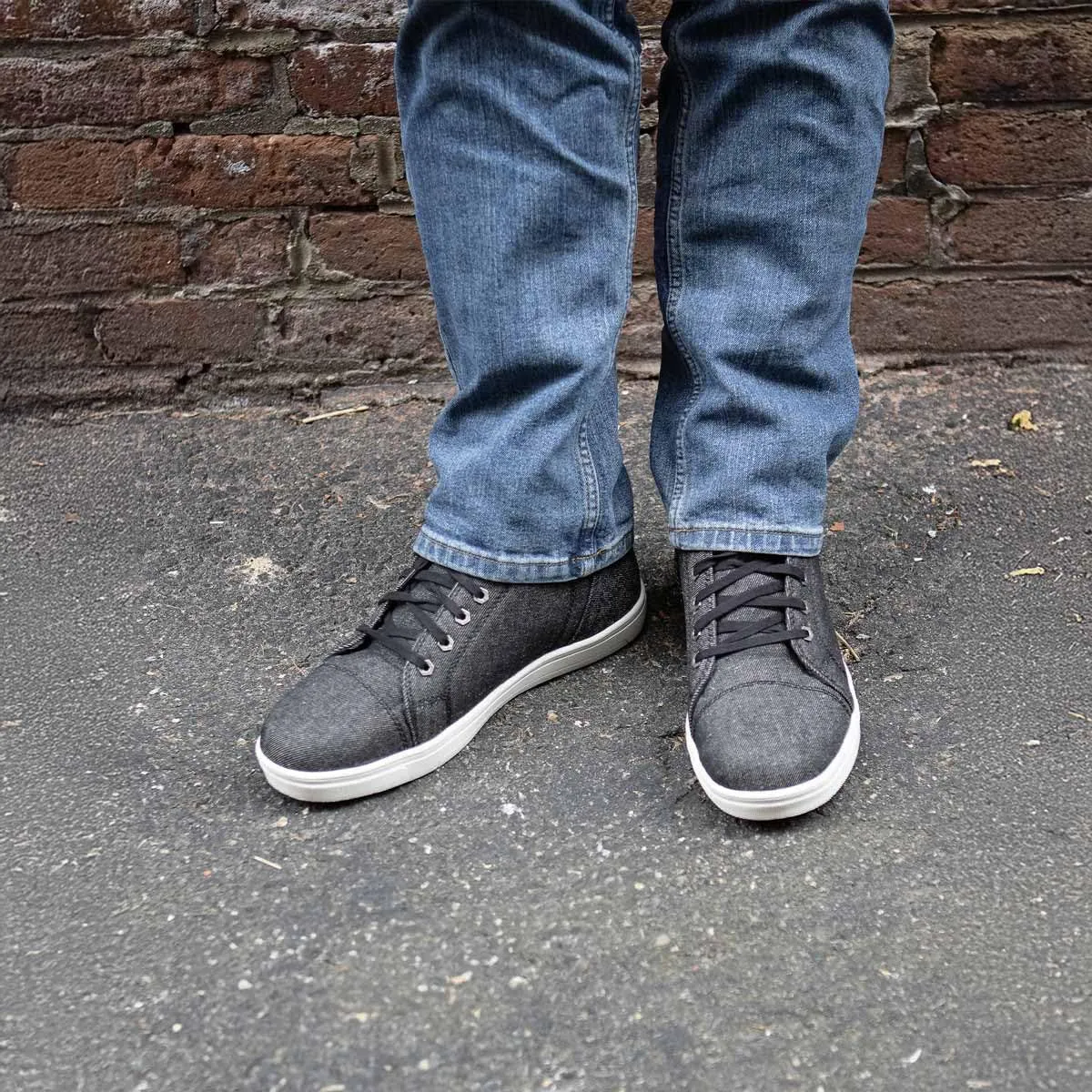 Milwaukee Leather MBM9108 Men's Black Canvas Reinforced Motorcycle Casual Street Riding Shoes w/Ankle Support - 9.5