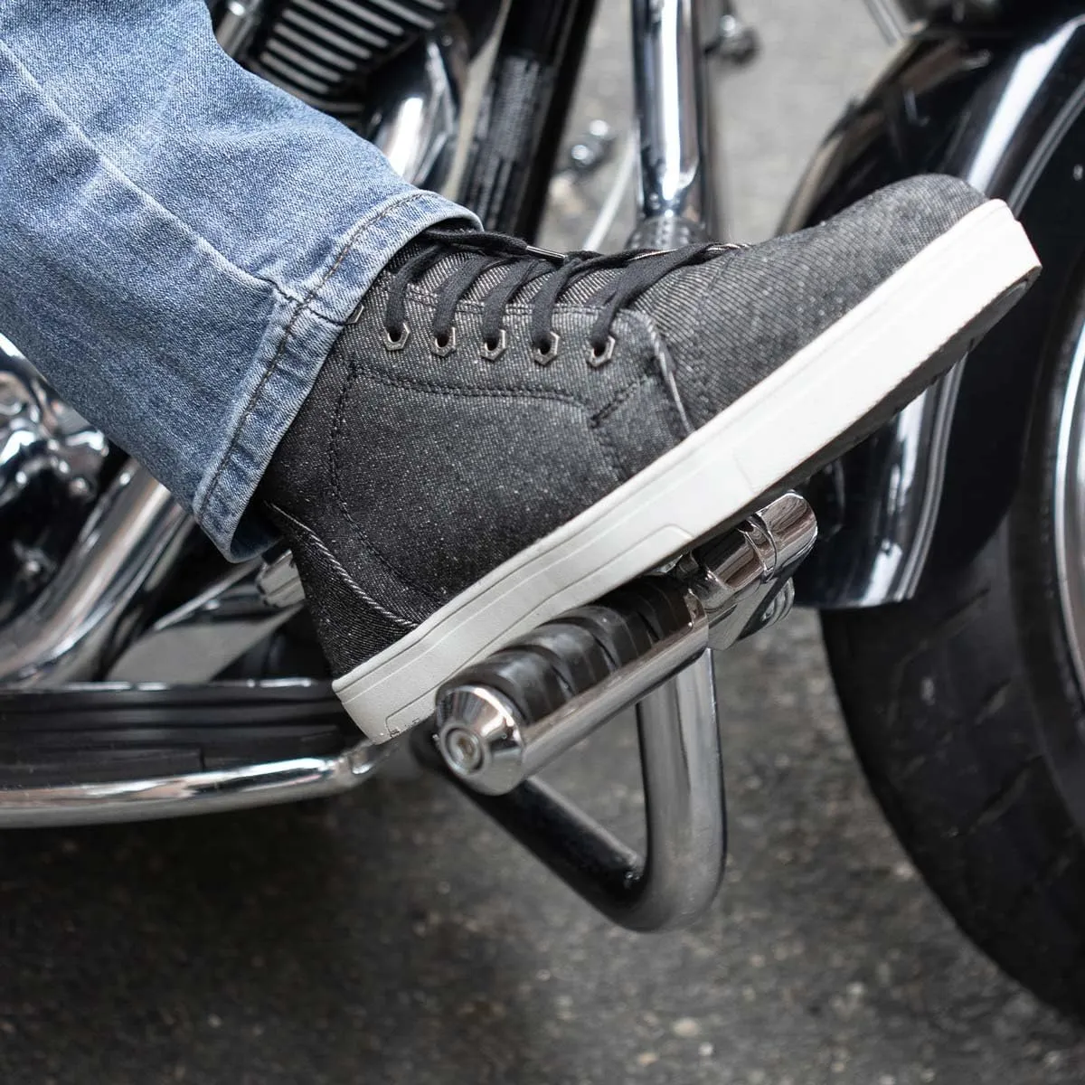 Milwaukee Leather MBM9108 Men's Black Canvas Reinforced Motorcycle Casual Street Riding Shoes w/Ankle Support - 9.5