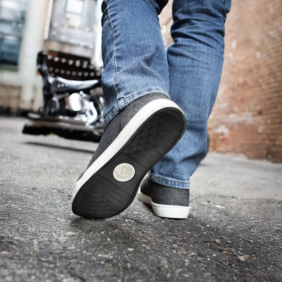 Milwaukee Leather MBM9108 Men's Black Canvas Reinforced Motorcycle Casual Street Riding Shoes w/Ankle Support - 9.5