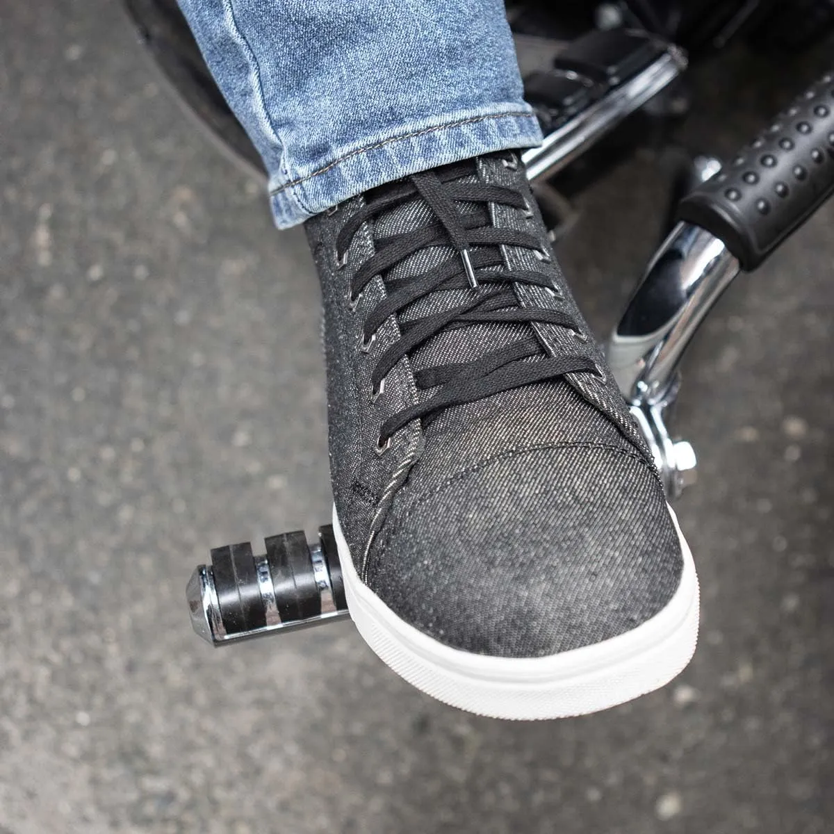 Milwaukee Leather MBM9108 Men's Black Canvas Reinforced Motorcycle Casual Street Riding Shoes w/Ankle Support - 9.5