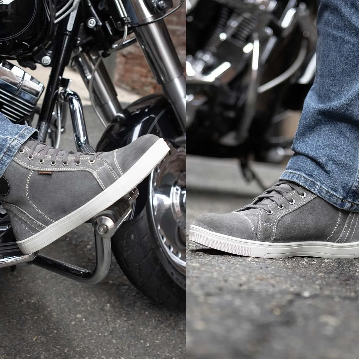 Milwaukee Leather MBM9109 Men's Grey Suede Leather Reinforced Street Riding Waterproof Shoes w/Ankle Support - 13