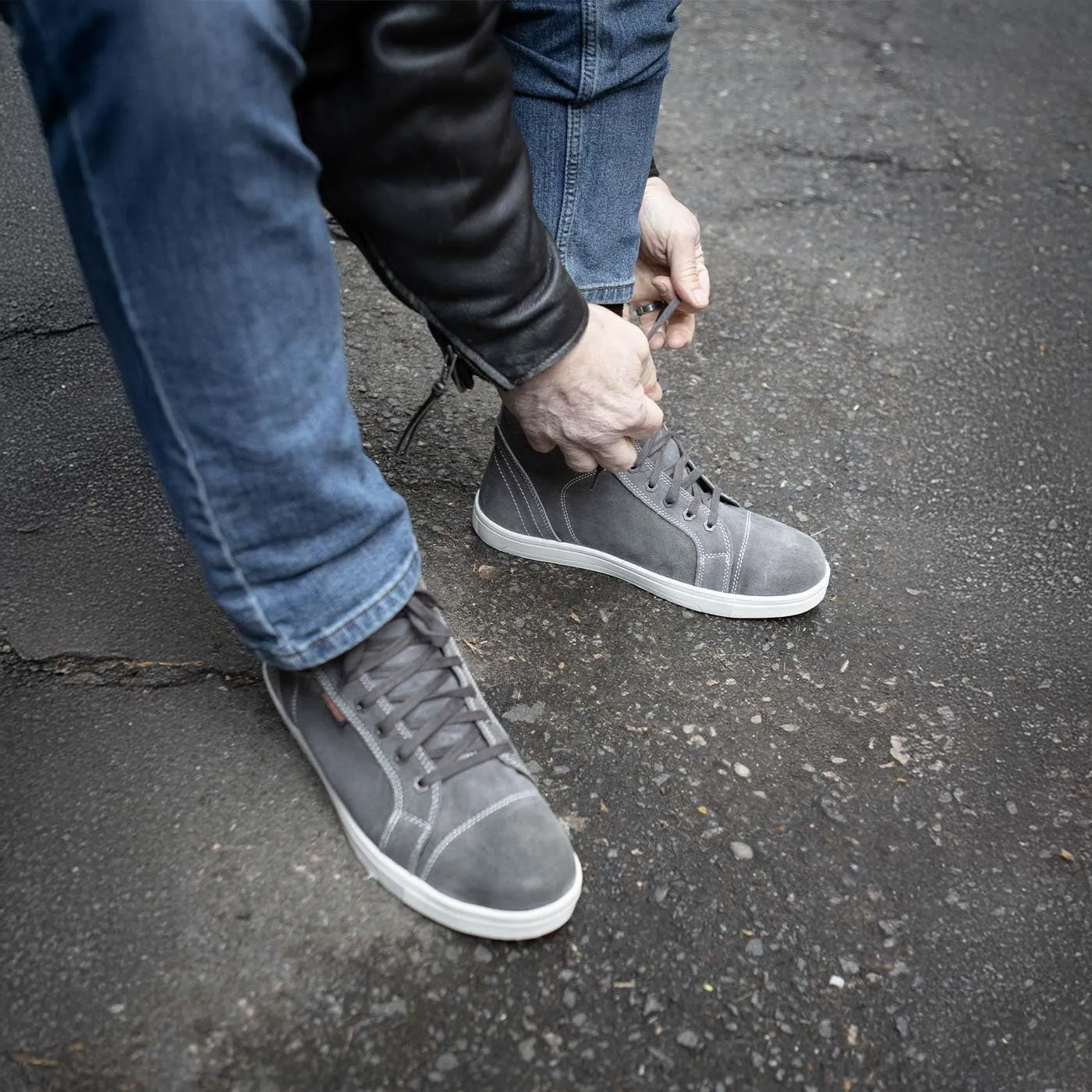 Milwaukee Leather MBM9109 Men's Grey Suede Leather Reinforced Street Riding Waterproof Shoes w/Ankle Support - 13