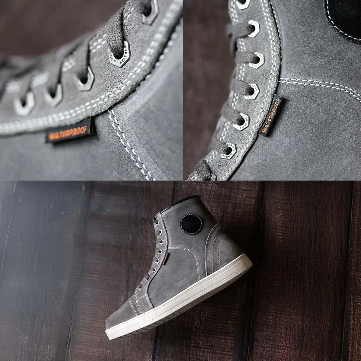 Milwaukee Leather MBM9109 Men's Grey Suede Leather Reinforced Street Riding Waterproof Shoes w/Ankle Support - 13