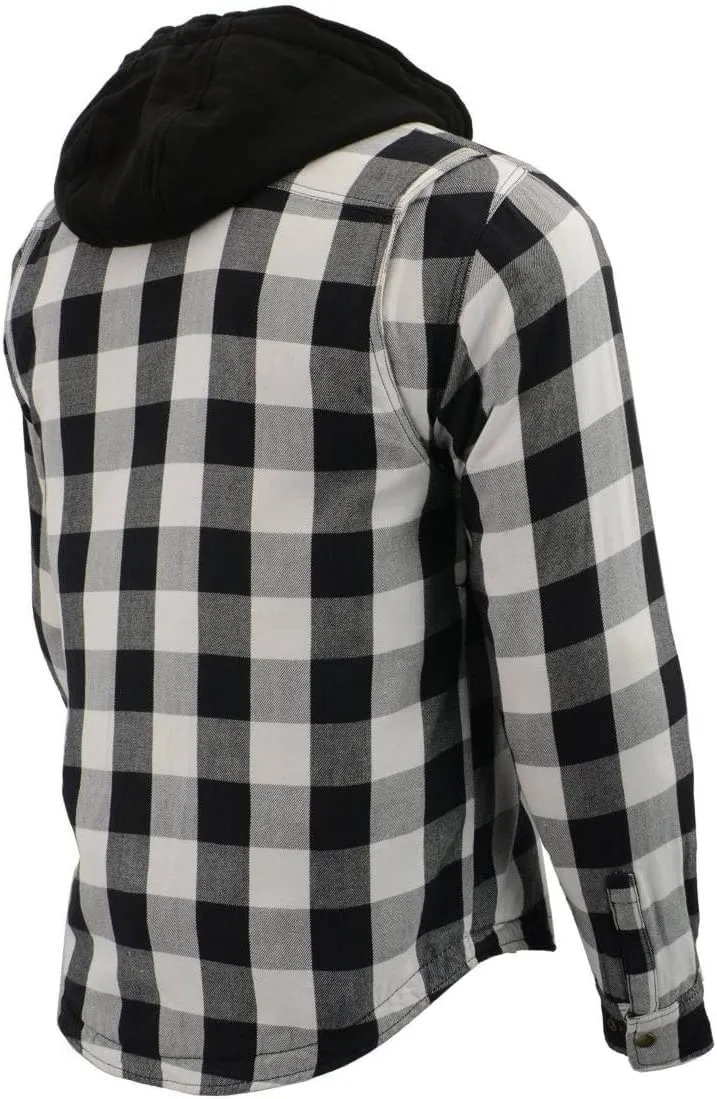 Milwaukee Leather Men's Hooded Flannel Motorcycle Shirt w/CE Approved Armor - Reinforced w/Aramid Fibers - 3X-Large