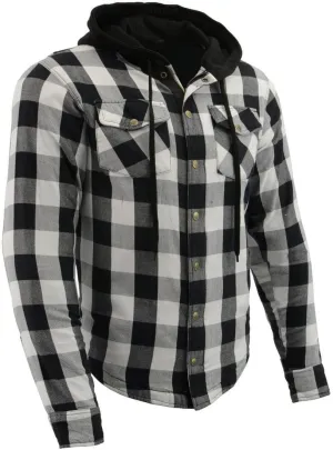 Milwaukee Leather Men's Hooded Flannel Motorcycle Shirt w/CE Approved Armor - Reinforced w/Aramid Fibers - 3X-Large