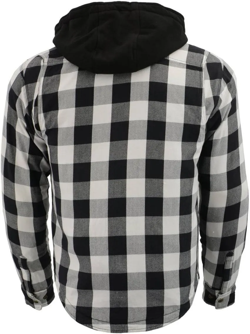 Milwaukee Leather Men's Hooded Flannel Motorcycle Shirt w/CE Approved Armor - Reinforced w/Aramid Fibers - 3X-Large
