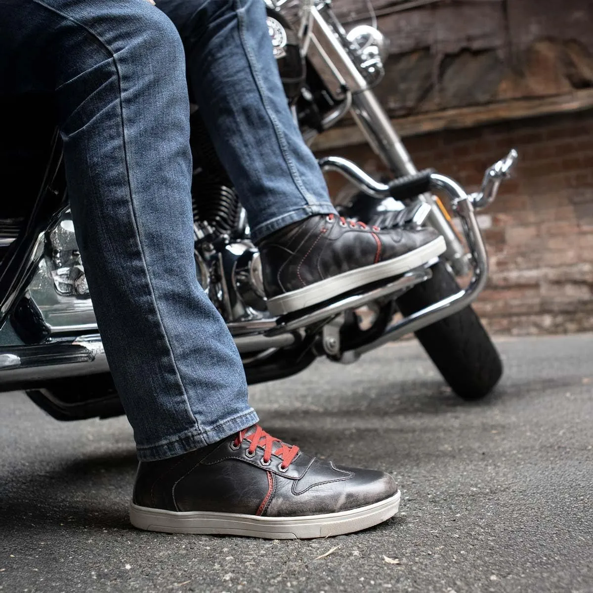 Milwaukee Leather Men's Motorcycle Reinforced Street Biker Casual Riding Shoes Leather Suede Canvas - 8