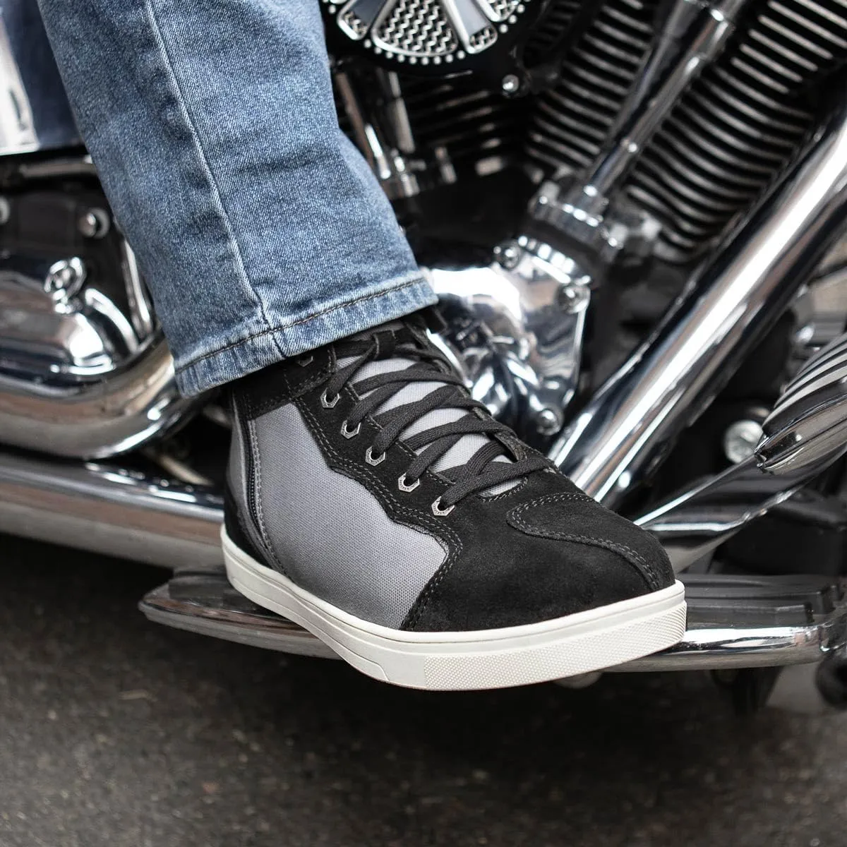 Milwaukee Leather Men's Motorcycle Reinforced Street Biker Casual Riding Shoes Leather Suede Canvas - 8