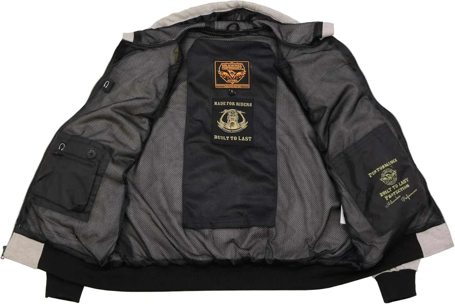 Milwaukee Leather MPM1788 Men's Black CE Approved Armored Riding Hoodie Sweater with Aramid by DuPont Fibers